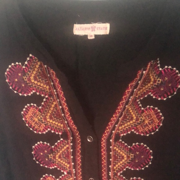 Altar'd State Tops - Altared State black, embroidered tunic
